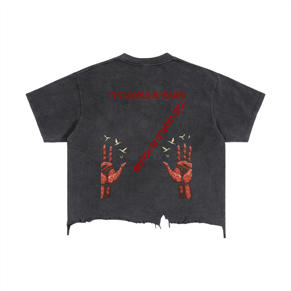 Vintage Wash Boxy Distressed Hem T-Shirt