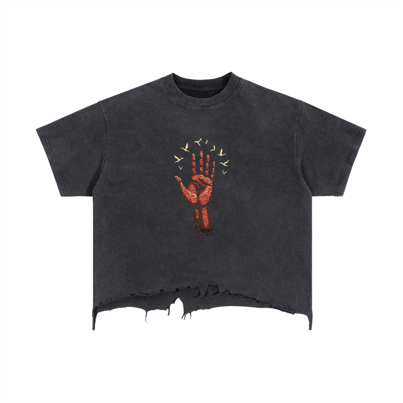 Vintage Wash Boxy Distressed Hem T-Shirt